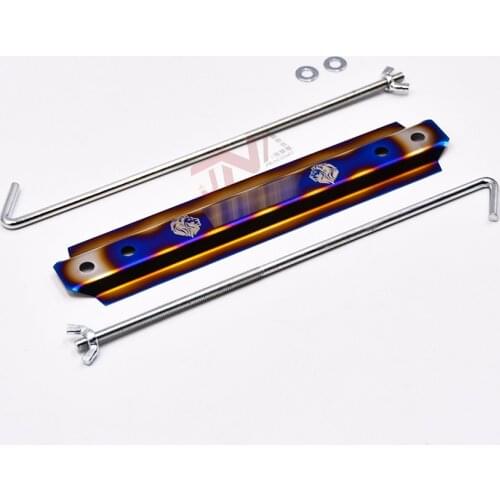 With Logo 19CM Aluminum Burnt Blue Billet Battery Tie Down Bar for JDM Universal Car