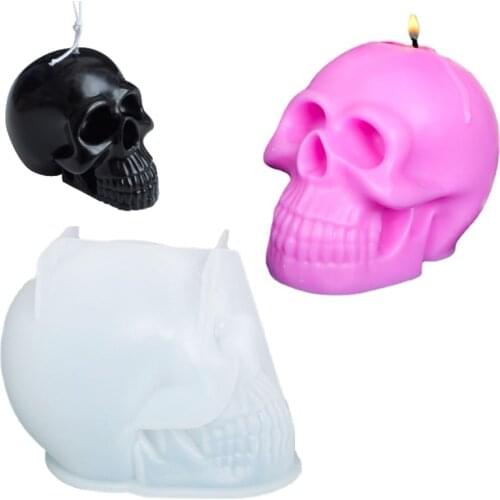 Punk Black Devil Skull 3D Candle Silicone Mold DIY Tool Skull-shaped Candy Soap Resin Halloween Mould