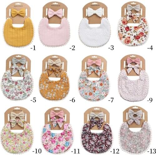 Infant saliva towel headband suits linen-cotton children pure color printing double-sided bib baby saliva dripping baberos bebé