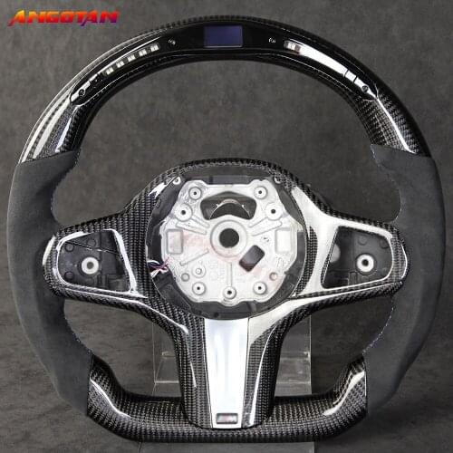 Customized LED Carbon Fiber Race Digital Display Perforated leather Steering Wheel For BMW 8 series