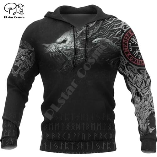 PLstar Cosmos 3DPrint Vikings Armor Wolf Raven Tattoos Munin Harajuku Streetwear Unisex Funny Zip Hoodies/Sweatshirt/Jacket-a14