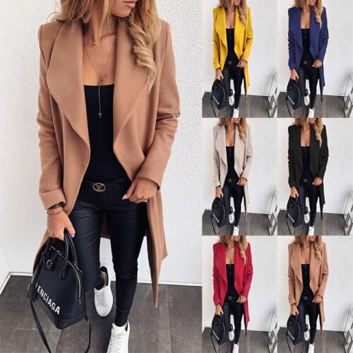 Oversized S-3XL Womens Long Trench Coats Autumn Winter Thick Long Sleeve Windbreaker Cardigan Overcoats Outwear WDC5899