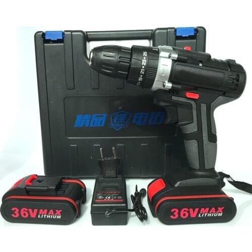 36V Impact Drill Electric Drill Double Speed Lithium Cordless Drill Household Multi-function Electric Screwdriver Power Tools