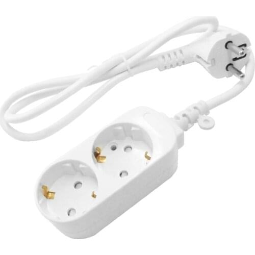 Power Strip 1m Extension Socket 1 to 2 AC Outlets EU Electrical Plug Socket