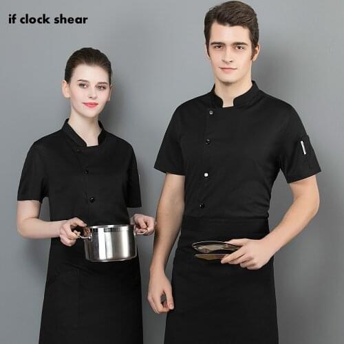 High quality short sleeved Restaurant hotel Kitchen chef Uniform unisex Breathable cooker shirt Chef Jacket work clothes men new