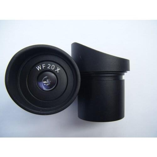 WF20X 10mm Wide Angle Stereo Microscope Optical Eyepiece Lens 30mm with Rubber Eye Guards Cylinder Eye Shield Cups