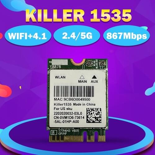 Wifi Adapter For MSI GT72/GT80/GS60/GE62/GE72/PE60/PE70 Dell Alienware 13 R2 17 Killer 1535 Atheros QCNFA364A 802.11ac NGFF Card