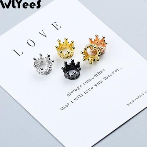 WLYeeS 4pcs Imperial Crown Cap Copper Spacer bead Vintage Charm Metal Pendant Loose bead for Jewelry bracelet making DIY Finding