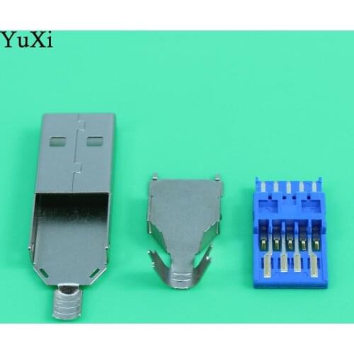 YuXi DIY USB 3.0 Male Connector USB Jack Soldering Type Line Tail Socket 3 in 1