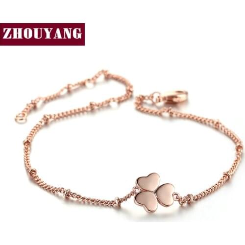 Heart Clover Charming Bracelet Rose Gold Color Jewelry Party Wedding Gift For Women Top Quality H142
