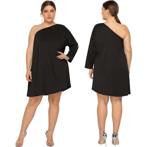 2020 Women New Fashion Sexy Charm Dresses Oblique Collar Shoulder Long Sleeves Irregular Dress Dresses Woman Party Night