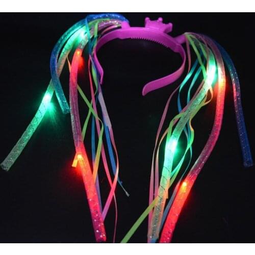 Party Flash LED Noodle Headband Party Rave Costume Fancy Dress Blinking Light Up Braids Crown Hairband Headbands Christmas gift