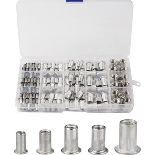 150Pcs M3 M4 M5 M6 M8 Aluminum Alloy Rivnut Flat Head Threaded Rivet Insert Nutsert Cap Rivet Nut