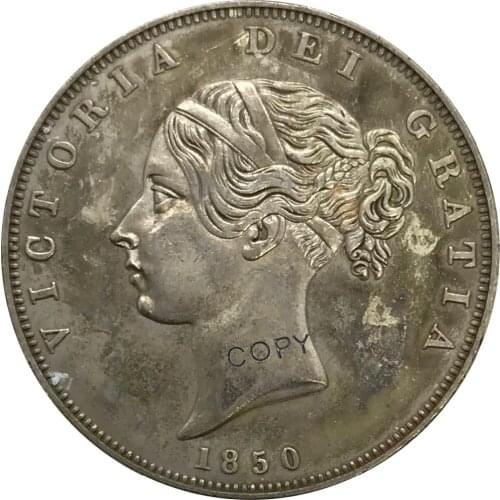 1850 United Kingdom 1/2 Crown Victoria Cupronickel Plated Silver Collectibles Copy Coin