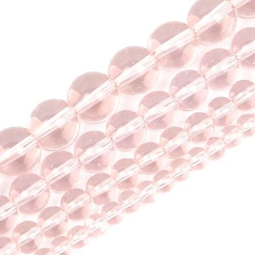 4-12mm Natural Stone Bead Round Smooth Loose Light Pink Glass Stone Bead For Jewelry Making DIY Charm Bracelet Necklace Handmade