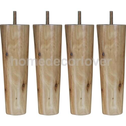 4Pcs 8inch Height Cone Shape Eucalyptus Solid Wood Furniture Sofa Legs Natural Color