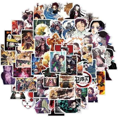 50Pcs Japan Anime Kimetsu No Yaiba Mugen Train Stickers For Car Laptop Guitar Skateboard Demon Blade Slayer Sticker