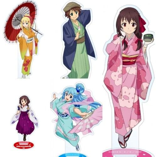 Anime Konosuba Kono subarashī sekai ni shukufuku wo! Aqua Satou Kazuma Acrylic Figure Stand Model Display Decor Cosplay Gifts