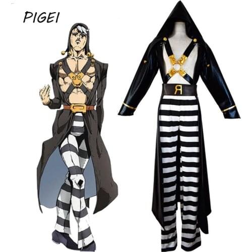 Anime JoJos Bizarre Adventure Golden Wind Uniforms Halloween Carnival Risotto Nero Cosplay Coat Pants Belt Suits for Mens Women