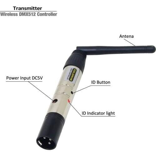Free Shipping 1Pc 2.4GHz ISM DMX512 Wireless Male XLR Antenna Transmitters LED Lighting for Stage PAR Party Light