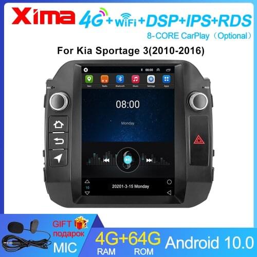XIMA 4G+64G Android 2Din Car Radio Multimedia Video Player Navigation GPS For KIA Sportage 3 2010 2011-2016 Tesla style screen
