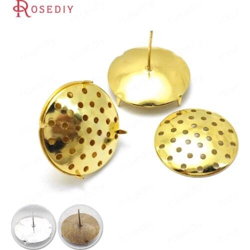 B004)20 Sets 8mm 12mm 18mm Gold Color Brass Combinable Round Stud Earring Diy Jewelry Findings Earrings Accessories Wholesale