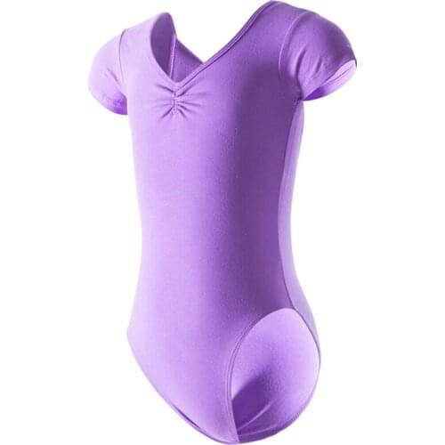 Ballet Leotard Kids Girls Dance Leotards Ballerina Bow Back Gymnastic swimsuit Short Sleeve Cotton Leotard Ballet Girl Bodysuit