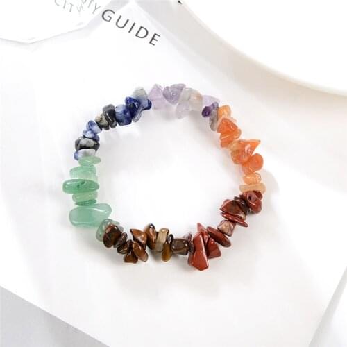 Irregular Natural Stone Bracelet Stretch Chip Beads Nuggets Amethysts Aventurine Agates Crystal Bracelets Bangles Gift 18cm B408