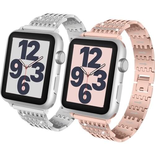 Diamond strap For Apple watch band 6 SE 5 4 42mm 38mm 40mm 44mm bracelet correa metal stainless steel wrist belt watchband