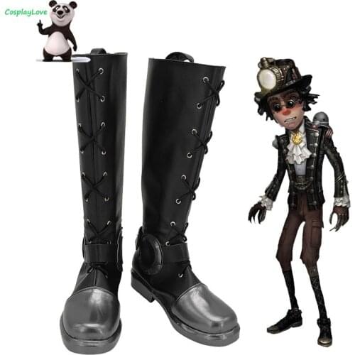 CosplayLove Identity V Prospector Norton Campbell Mr. Mole Black Cosplay Shoes Long Boots Leather Custom Hand Made