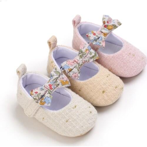 Newborn Toddler Cotton Shoes Autumn Floral Bowknot Infant First Walkers Baby Girls Shoes Soft Sole Infant Crib First Walkers