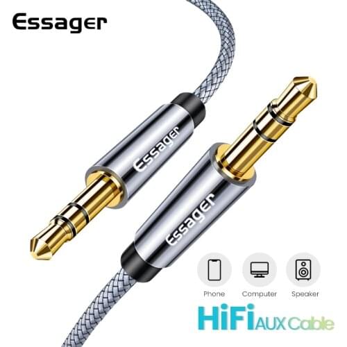 Essager AUX Cable Jack 3.5mm Audio Cable 3.5 mm Jack Speaker Cable for JBL Headphones Car Xiaomi redmi 5 plus Oneplus 5t AUX Cor