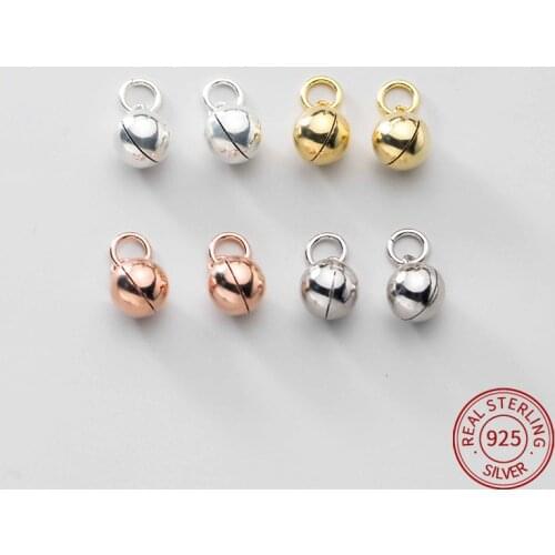 925 Sterling Silver small bell Beads ring perle charms Round DIY Jewelry Bracelet Necklace Findings plated gold