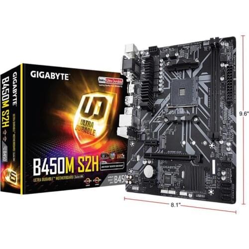 For GIGABYTE B450M S2H AM4 AMD B450 SATA 6Gb/s USB 3.1 HDMI Micro ATX AMD Motherboard