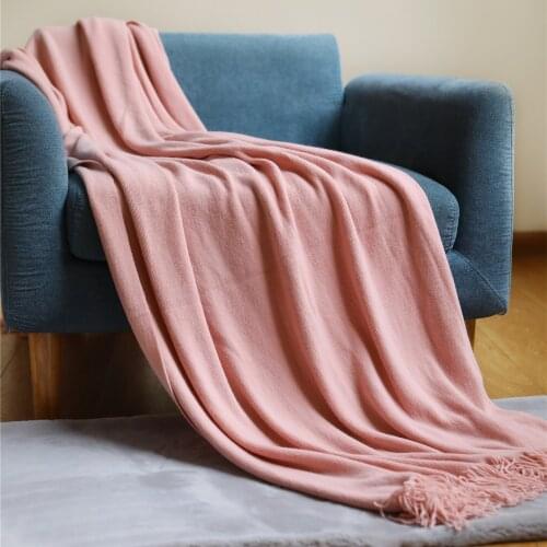 Fashion Knitted Blanket with Tassels Pink Nordic Decorative Throw Blanket for Sofa Bed Cover Bedspread Soft Towel Bed Tapestry