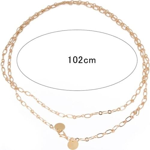 Fashionable Womens Mini Metal Dress Waist Chain Belt Sequins All Match Casual Elegant Clothing Thin Chain Belt