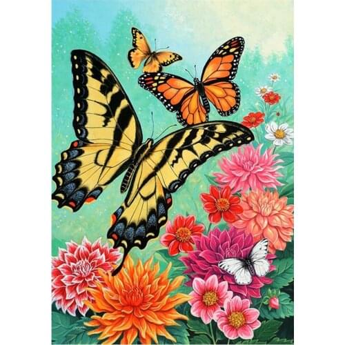 Full round 5D DIY diamond painting flowers butterfly diamond embroidery kit mosaic art landscape home decoration 30*40