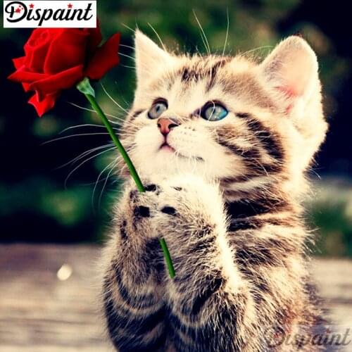 Dispaint Full Square/Round Drill 5D DIY Diamond Painting "Animal cat" Embroidery Cross Stitch 3D Home Decor A11461