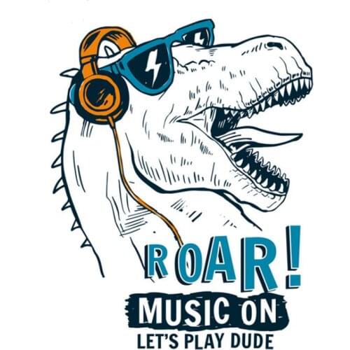 The new super soft color lovers of heat transfer Dinosaur music style boys advertising cap culture shirt personality T shirt