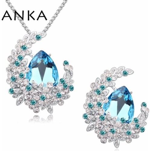 Rhodium Plated Water Drop Necklace Brooch circle design Jewelry Set womens Gift Crystals from Austrian #112834