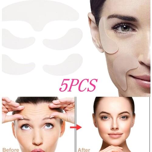 5PCS Reusable Silicone Anti-wrinkle Face Forehead Sticker Cheek Chin Sticker Facial Eye Patches Wrinkle Removal Face Lifting