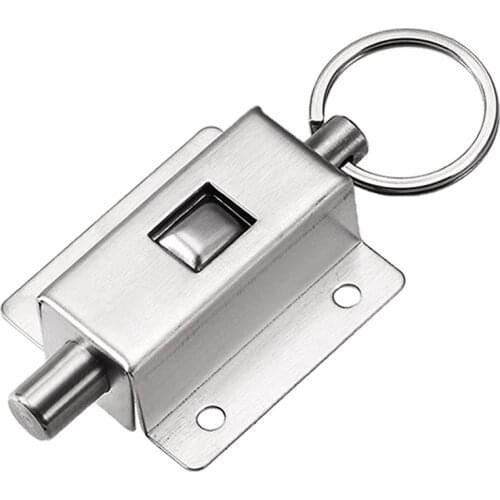 Uxcell Door Barrel Bolt, Stainless Steel Ring-Pull Spring Loaded Auto Sliding Latch