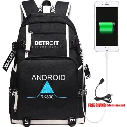 Hot Game Detroit Become Human School Backpack Kids Teens Student Bookbag Kids Teens Laptop Shoulder Travel Bags