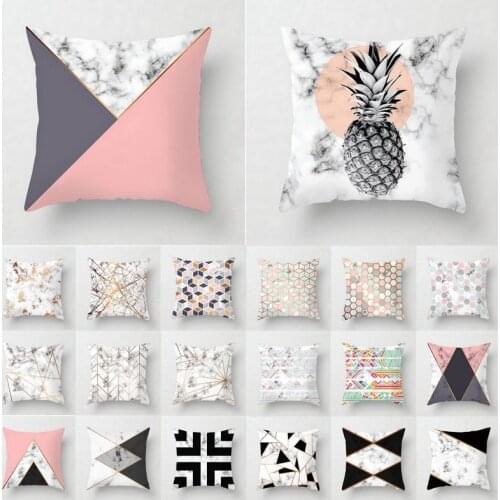 Hot Popular Nordic Marble Geometry Design Pillowcase Decorative Pillow Cover Flannel Printing Cushion Cover 45x45cm
