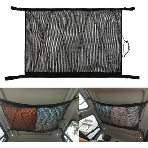 Car Ceiling Storage Net Pocket Car Roof Interior Cargo Net Bag Portable Car Trunk Storage Pouch For Van SUV