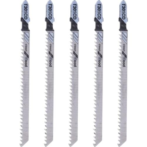 Arrival 5Pcs/set T301CD HCS 116mm T-Shank Jig Saw Blades Clean For Wood Fast Cutting