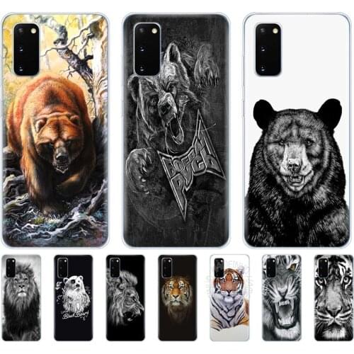 Silicon phone cover case for samsung galaxy S20 PLUS Ultra S10 lite cover for samsung note 10 plus lite russian bear tiger lion