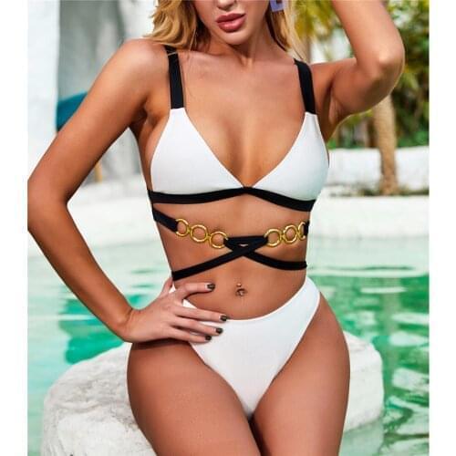 Sexy Wrap Around White High Waist Bikini 2020 Female Swimsuit Women Swimwear Two-Piece Bikini set Bather Bathing Suit Swim Lady