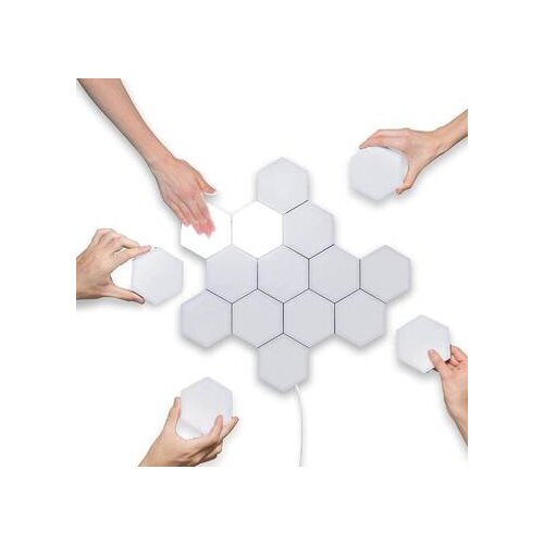 Creative Modular ABS White Color LED Hexagon DIY Background Magnetic Atmosphere Wall Lamp Quantum Lamp Honeycomb Lamp EU Plugin