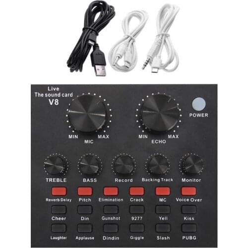 V8 USB External Sound Card Headset Microphone Webcast Live Broadcast 24BB